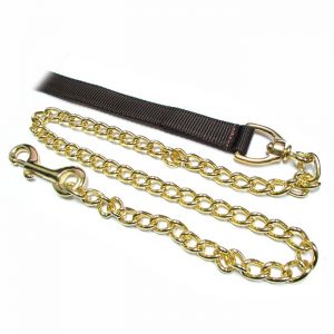 Cabestro nylon cafe cuerda plana con cadena bronce 3.55 mt.