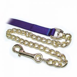 Cabestro nylon morado cuerda plana con cadena bronce 3.35 mt.