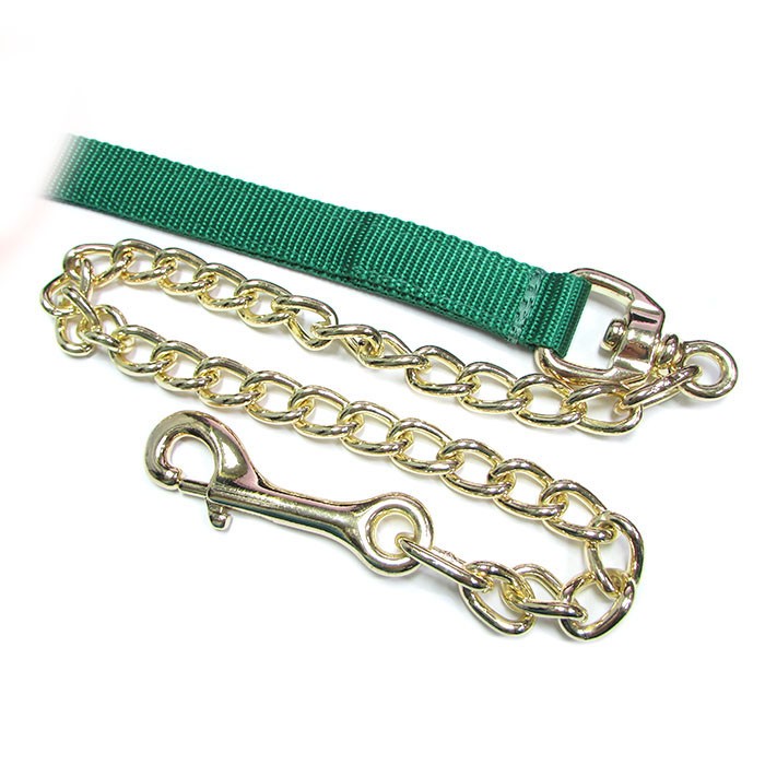 Cabestro verde cuerda plana nylon con cadena 2.70 mt.